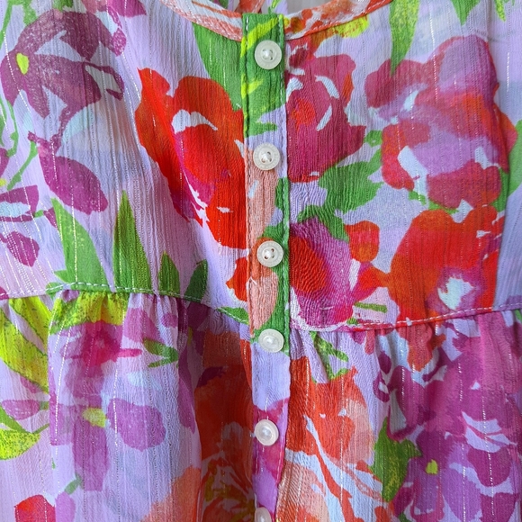 Aeropestale SM lightweight slightly sparkly floral top with woven back straps. - Picture 3 of 7